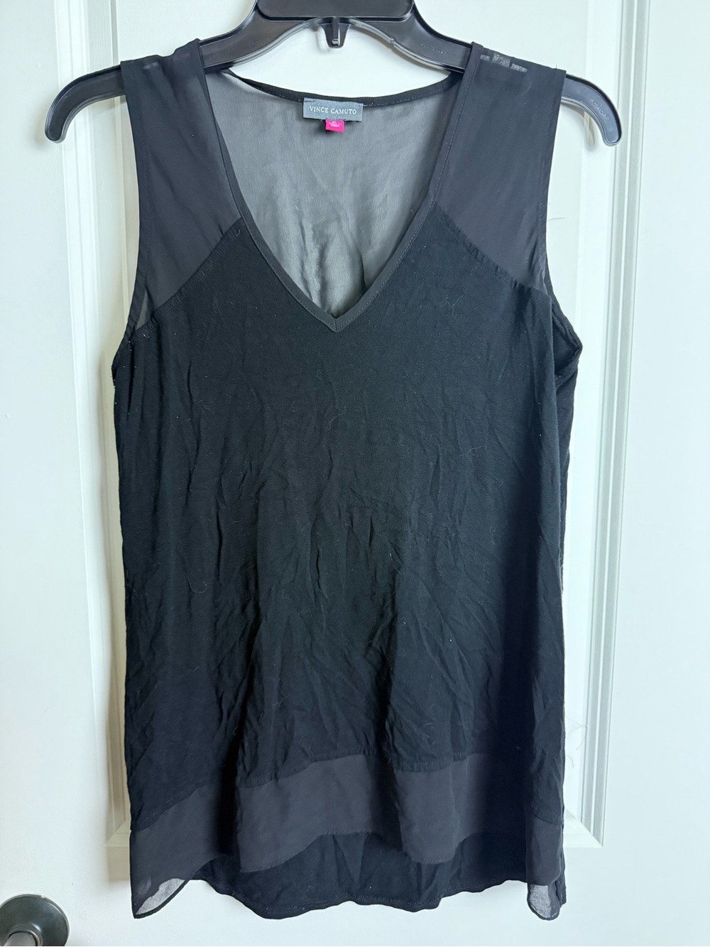 Vince Camuto Black V-Neck Layered Sleeveless Camisole